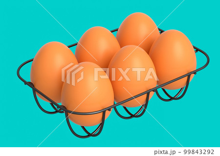 Farm raw organic brown eggs for morning breakfast in metal tray 99843292