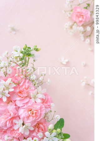 カーネーションと白い花のフラワーフレーム カーネーションと白い花のフラワーフレーム 99843329