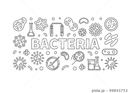 Bacteria horizontal thin line illustration. Vector concept banne Bacteria horizontal thin line illustration. Vector concept banne 99843753