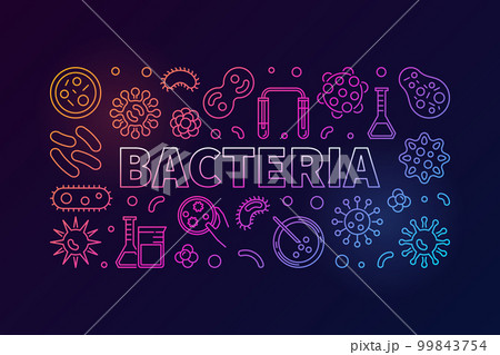 Bacteria horizontal colored illustration made with viruses icons Bacteria horizontal colored illustration made with viruses icons 99843754