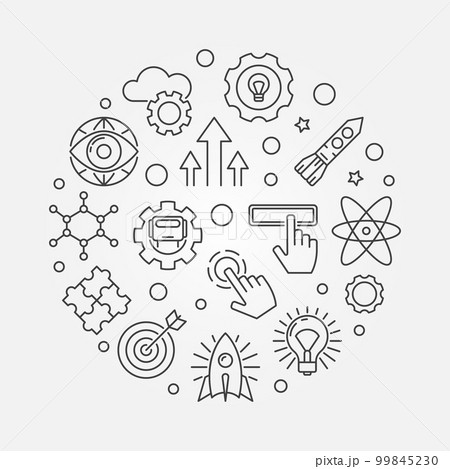 Explore vector round illustration in thin line style 99845230