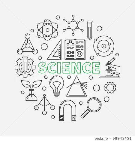 Science modern round vector illustration in thin line style 99845451