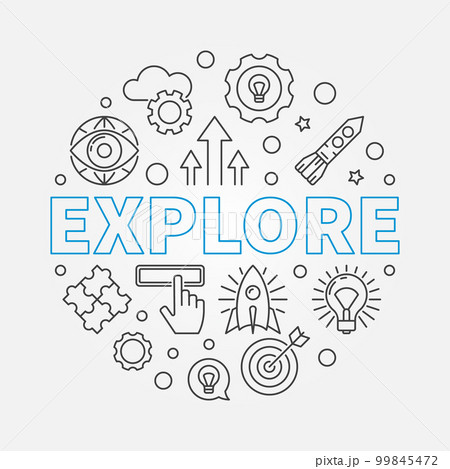 Explore vector round illustration in thin line style Explore vector round illustration in thin line style 99845472