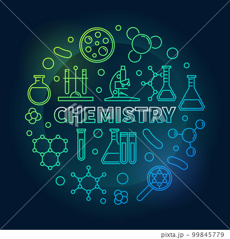 Chemistry vector round colored concept outline illustration 99845779