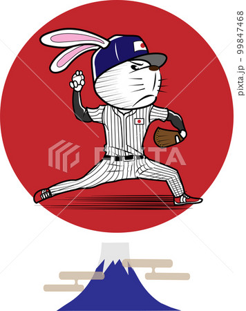 ウサギの野球選手のピッチャー 99847468