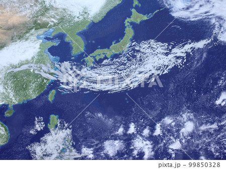 日本列島 梅雨前線 架空の天気図(3DCGイメージ) 日本列島 梅雨前線 架空の天気図(3DCGイメージ) 99850328