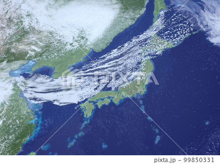 日本列島　寒冷前線　架空の天気図(3DCGイメージ) 99850331