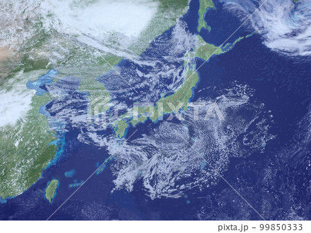 日本列島 寒冷気団 架空の天気図(3DCGイメージ) 日本列島 寒冷気団 架空の天気図(3DCGイメージ) 99850333