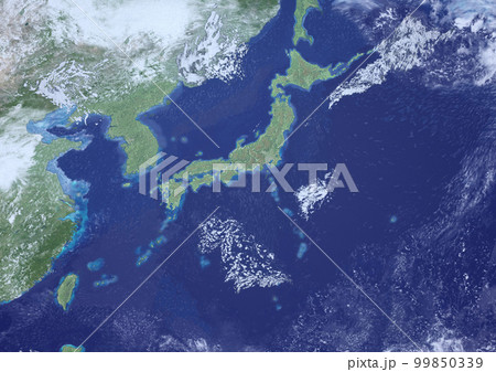 日本列島　南高北低　架空の天気図(3DCGイメージ) 99850339