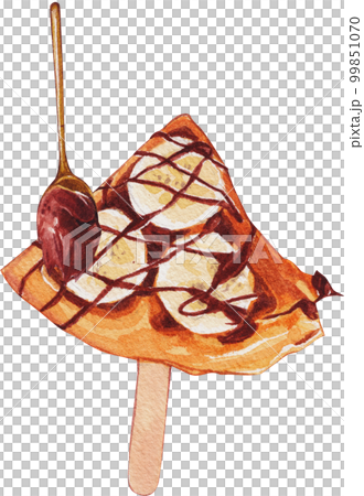 Homemade Croissant Waffle Croffles with Berries and Cream watercolor 99851070
