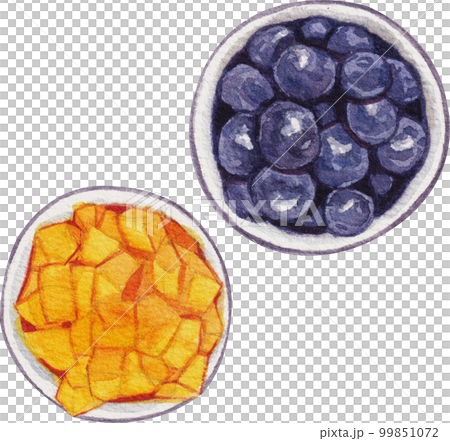 Homemade Croissant Waffle Croffles with Berries and Cream watercolor 99851072