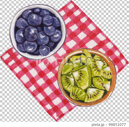Homemade Croissant Waffle Croffles with Berries and Cream watercolor 99851077