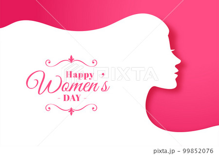 creative women's day wishes banner with paper cut style lady face 99852076