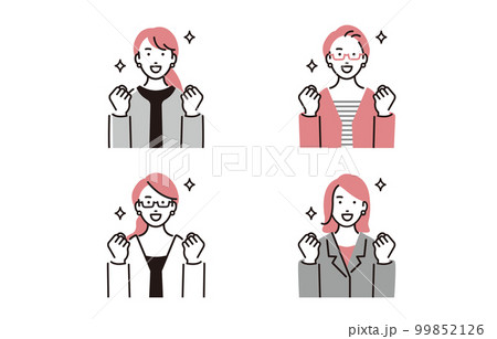 人物 ガッツポーズのビジネスウーマンアイコンセット 人物 ガッツポーズのビジネスウーマンアイコンセット 99852126