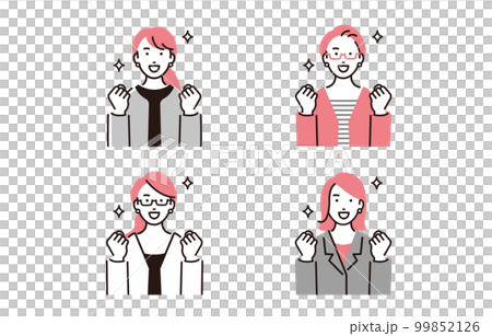 人物 ガッツポーズのビジネスウーマンアイコンセット 人物 ガッツポーズのビジネスウーマンアイコンセット 99852126