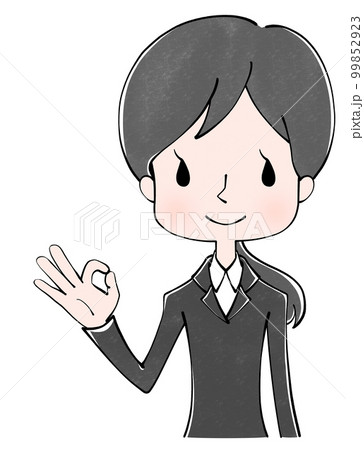 オッケー 黒いスーツを着た女性のイラスト オッケー 黒いスーツを着た女性のイラスト 99852923
