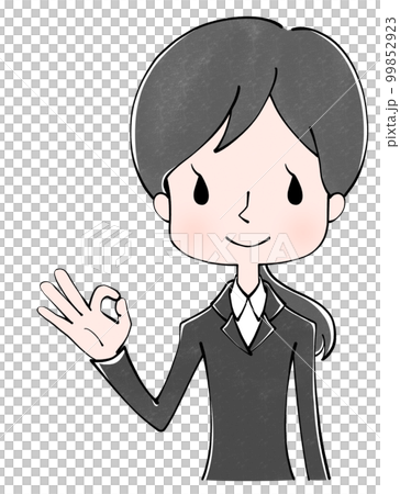 オッケー 黒いスーツを着た女性のイラスト オッケー 黒いスーツを着た女性のイラスト 99852923