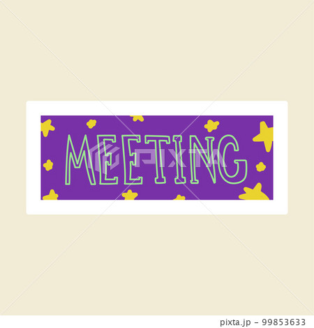 Planner sticker. Cartoon mark for kids notebook and journal. Diary doodle label. Agenda and reminder. Meeting timetable sign. Schedule symbol. Appointment planning. Vector organizer badge 99853633