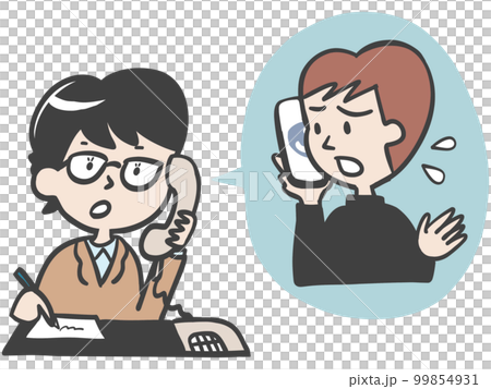 A man and a counselor who call the consultation desk A man and a counselor who call the consultation desk 99854931