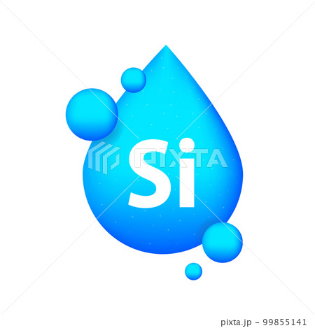 Mineral blue shining pill capsule icon. Si Silicium Mineral blue shining pill capsule icon. Si Silicium 99855141