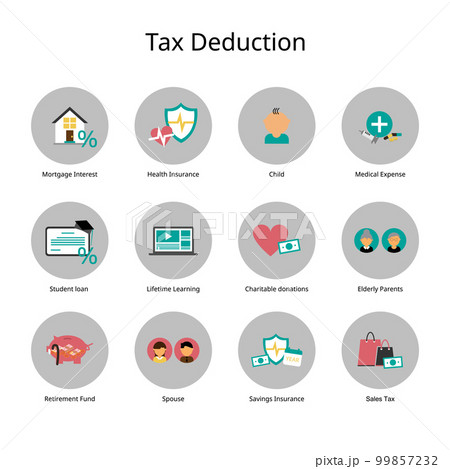 type of Tax Deductions and Tax Credits icon type of Tax Deductions and Tax Credits icon 99857232