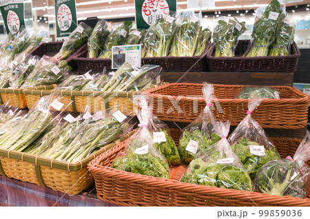 2月・休日に妻とショッピング、物価上昇で食料品が値上がりのため節約する主婦 99859036