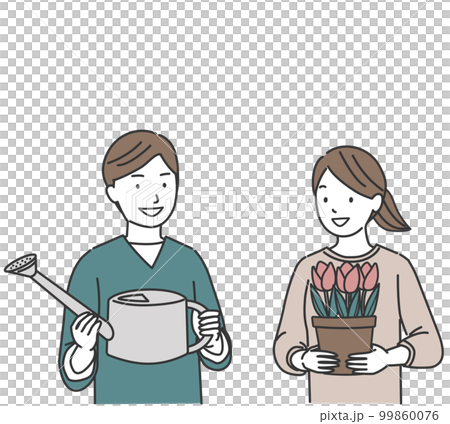 couple enjoying gardening 99860076