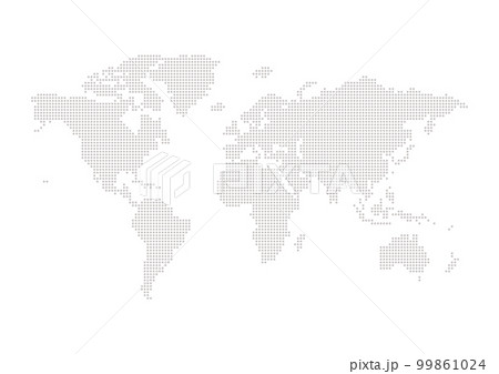 グレーの世界地図 - シンプルな丸いドットのワールドマップ 99861024