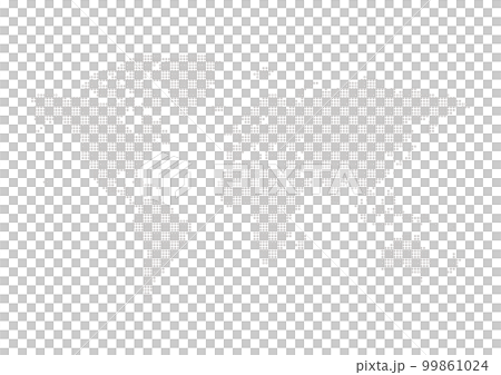 グレーの世界地図 - シンプルな丸いドットのワールドマップ 99861024