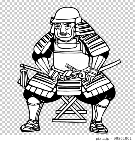 戦国武将・徳川家康（金陀美仏胴具足）（モノクロ） 99861901