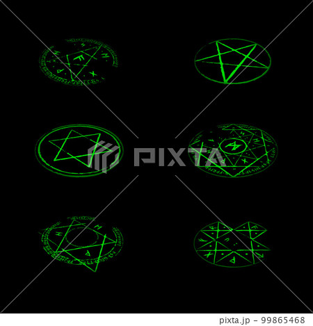 Abstract runes green glow isometric Abstract runes green glow isometric 99865468