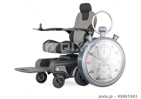 Indoor Powerchair, Electric Wheelchair, Motorized Power Chair with stopwatch, 3D rendering 99865983