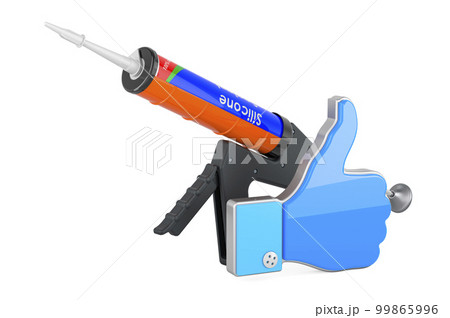 Sealant gun with silicone sealant tube with like icon, 3D rendering Sealant gun with silicone sealant tube with like icon, 3D rendering 99865996