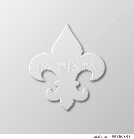 Vector Realistic Paper 3d Fleur De Lis Closeup on White Background. Heraldic Lily Sign, Vector Illustration Vector Realistic Paper 3d Fleur De Lis Closeup on White Background. Heraldic Lily Sign, Vector Illustration 99866343
