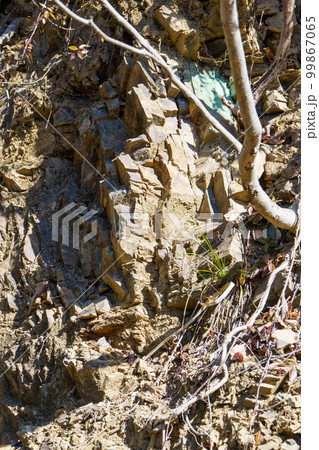 岩が風化した地層の断面 岩が風化した地層の断面 99867065