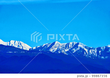 初冬　富山　呉羽山から望む立山連峰　鬼岳 獅子岳 鷲岳 鳶岳 99867356