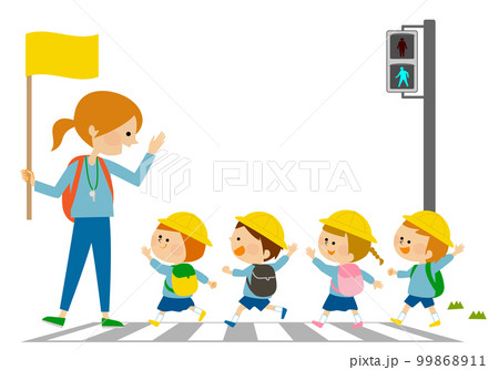 交通安全 横断歩道をわたる子供 交通安全 横断歩道をわたる子供 99868911