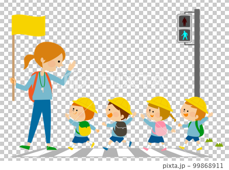 Traffic safety Children crossing the pedestrian crossing 99868911