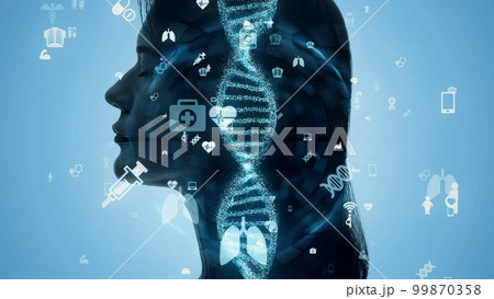 女性と遺伝子　バイオテクノロジー 99870358