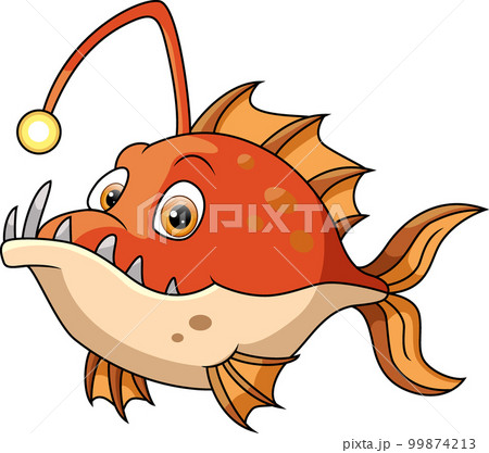 Cute angler fish cartoon on white background 99874213
