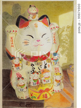 特大招き猫と七福神猫 特大招き猫と七福神猫 99874900