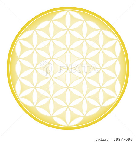 明るいイエローの幾何学模様、金運、神聖幾何学フラワーオブライフ 99877096