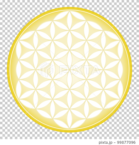 明亮的黃色幾何圖案，財富，神聖的幾何生命之花 99877096