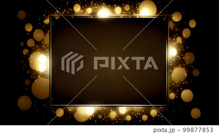 A golden bokeh frame with a blank center that can be used as a border or frame, Generative AI, illustration 99877853