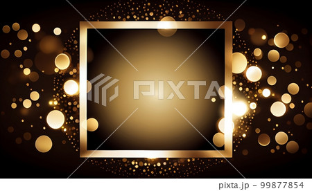 A golden bokeh frame with a blank center that can be used as a border or frame, Generative AI, illustration 99877854