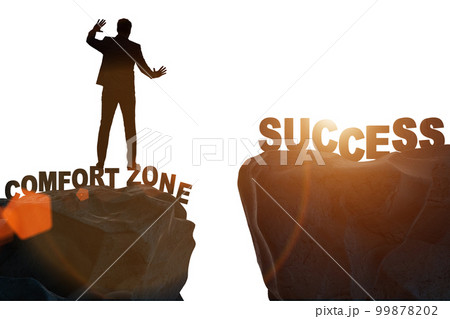 Businessman standing over cliff in the concept 99878202