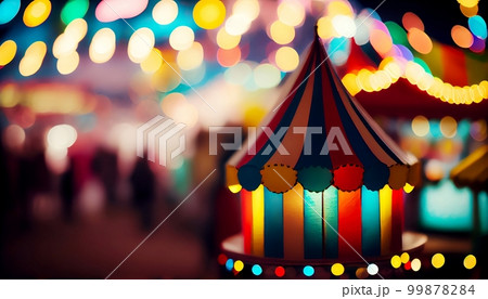 A carnival scene with multi-colored bokeh lights, Generative AI, illustration 99878284