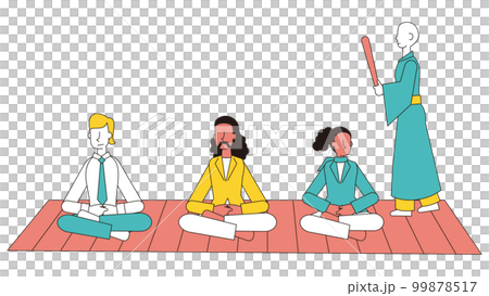 お寺で座禅を体験する外国のビジネスパーソン 99878517