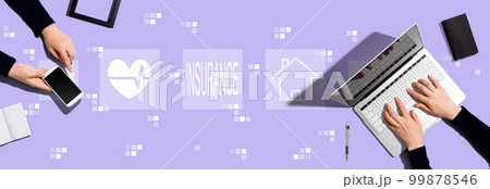 Insurance concept with people working together Insurance concept with people working together 99878546