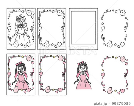シンプルなタッチ　推しアイドルのチェキのイラストレーションセット 99879089
